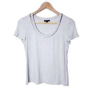 Lafayette 148 Petite M‎ Scoop Neck Short Sleeves T-Shirt Lightweight Top